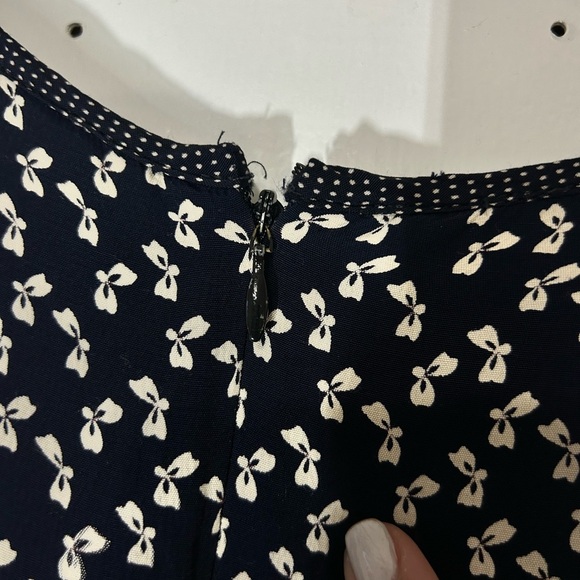 VTG Laundry by Shelli Segal Coquette Bow Blue & White Wrap Culotte Romper  Sz 12 - Picture 10 of 14